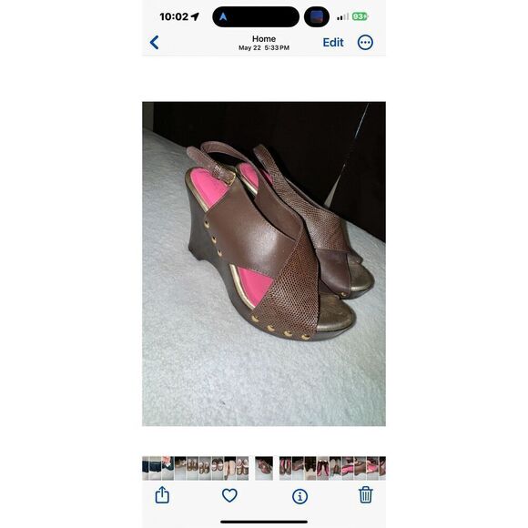 Lilly Pulitzer brown leather wedges size 8 - Picture 1 of 13